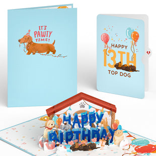 Happy 13th Birthday Dogs Pop-Up Card and Sentiment Set greeting card -  Lovepop