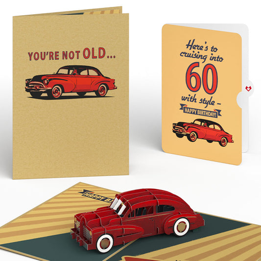 Classic Car 60th Birthday Pop-Up Card and Sentiment Set