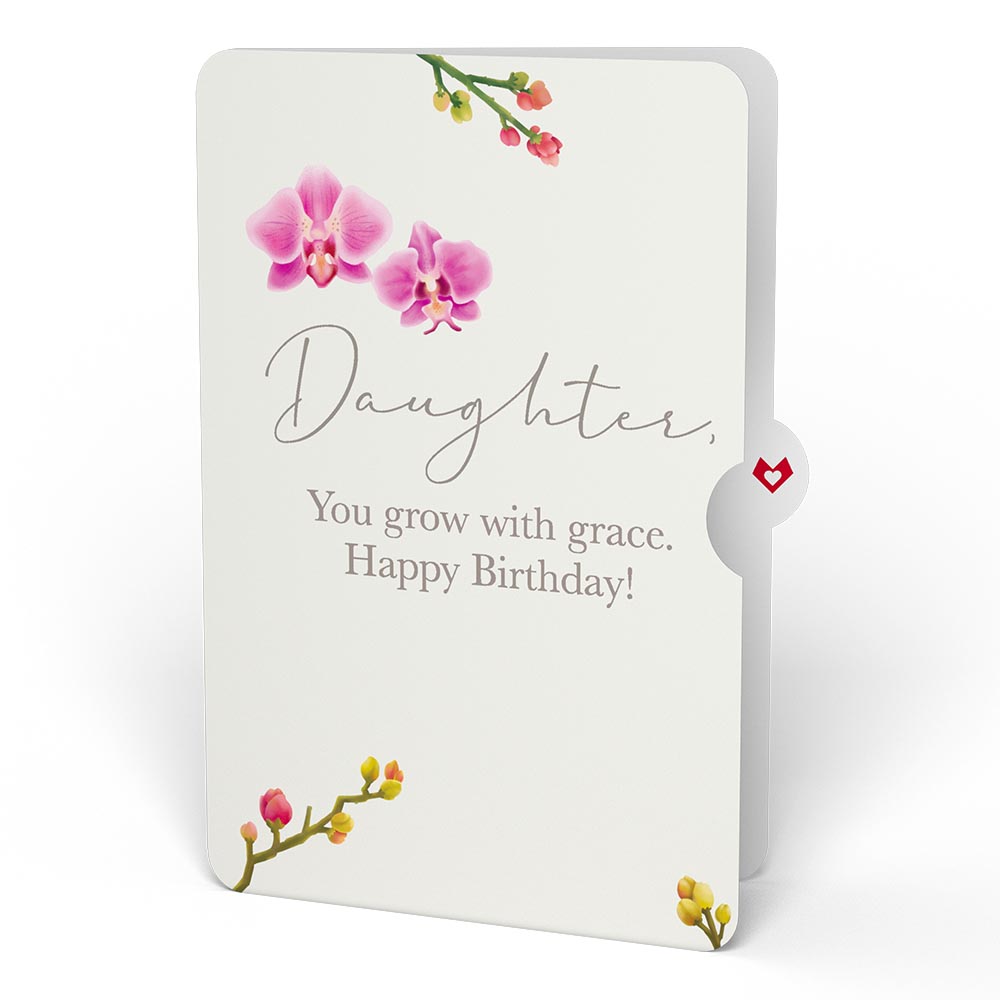 Watercolor Orchid Birthday Pop-Up Card and Sentiment Set for Daughter