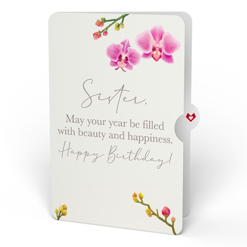Watercolor Orchid Birthday Pop-Up Card and Sentiment Set for Sister