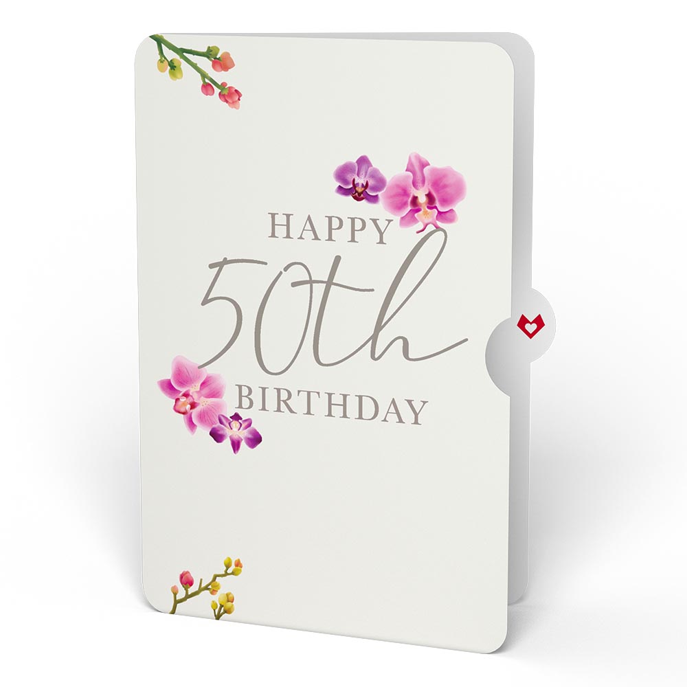 Watercolor Orchid 50th Birthday Pop-Up Card and Sentiment Set