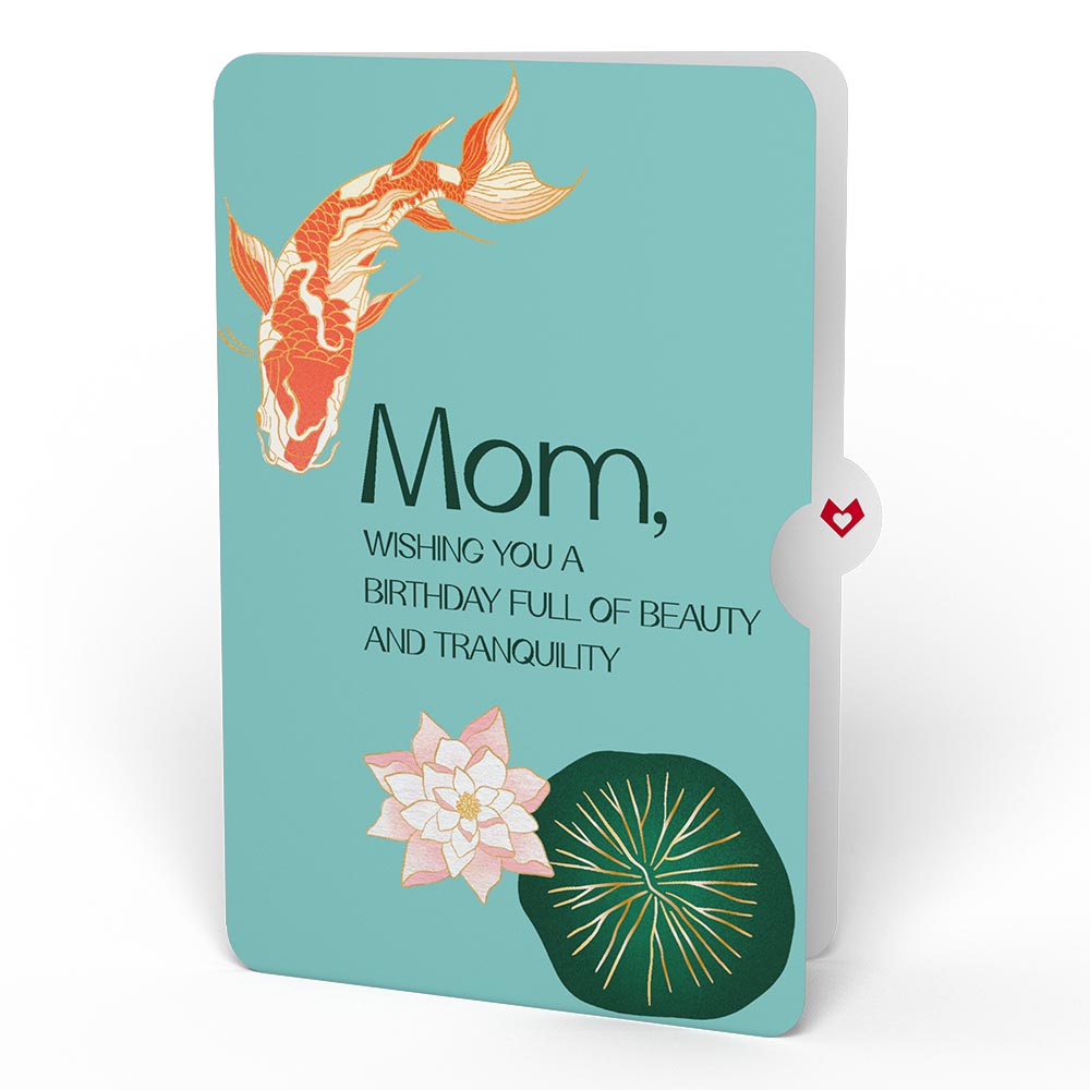 Koi Fish and Lotus Birthday Pop-Up Card and Sentiment Set for Mom