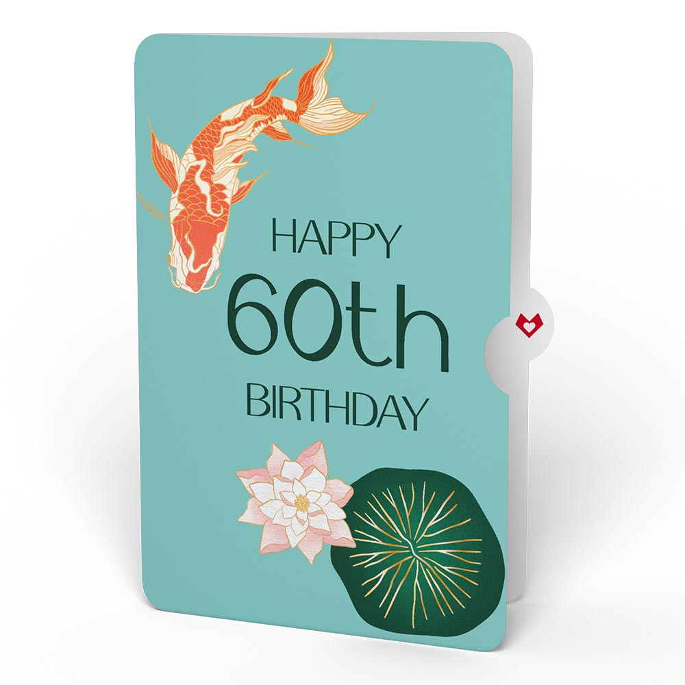 Koi Fish and Lotus 60th Birthday Pop-Up Card and Sentiment Set