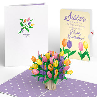 Tulips Birthday Pop-Up Card and Sentiment Set for Sister greeting card -  Lovepop