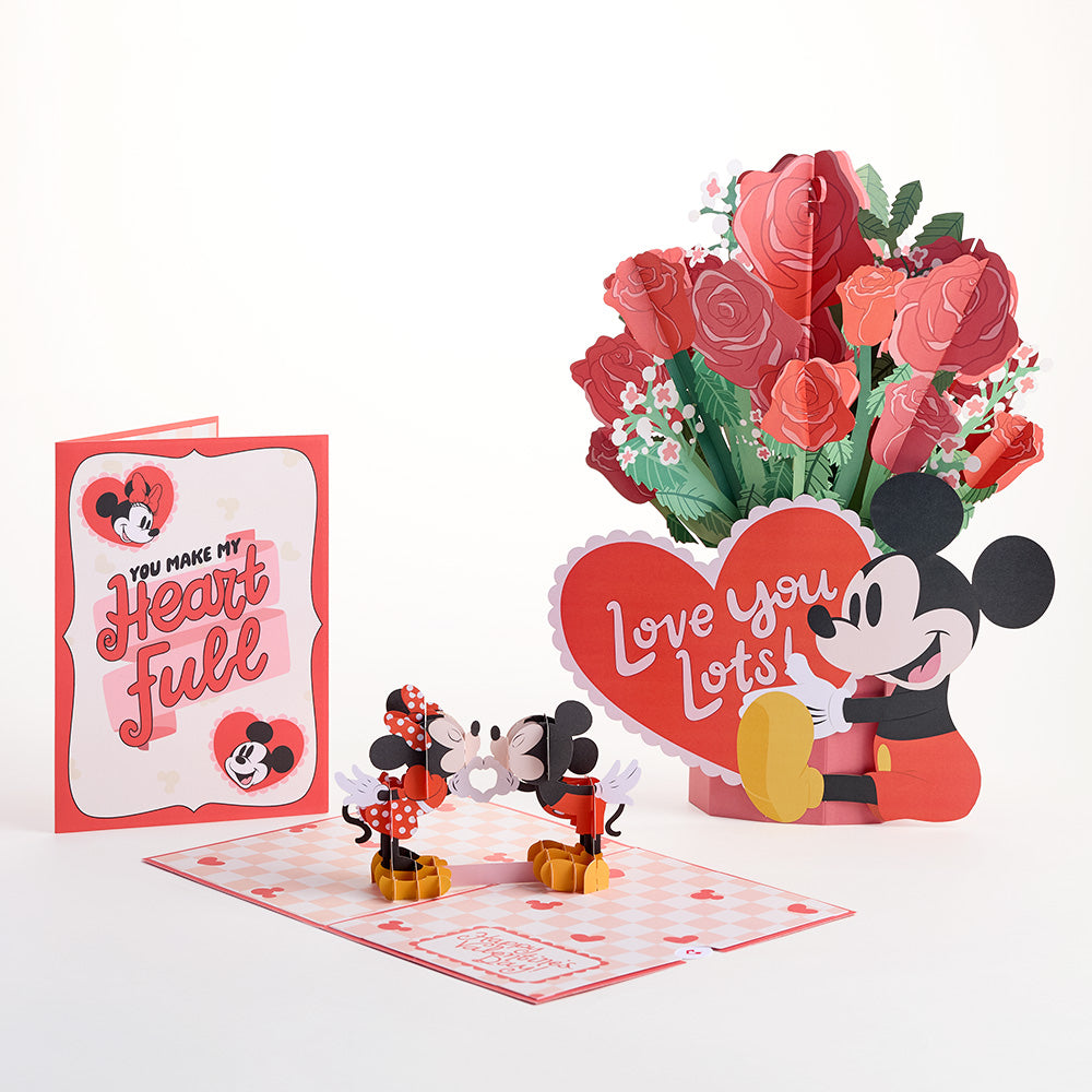 Disney’s Mickey Mouse Love You Lots Pop-Up Card & Flower Buds Bouquet Bundle