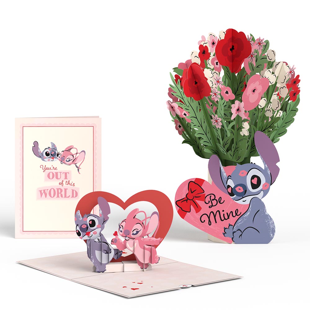 Disney’s Stitch Be Mine Pop-Up Card & Flower Buds Bouquet Bundle