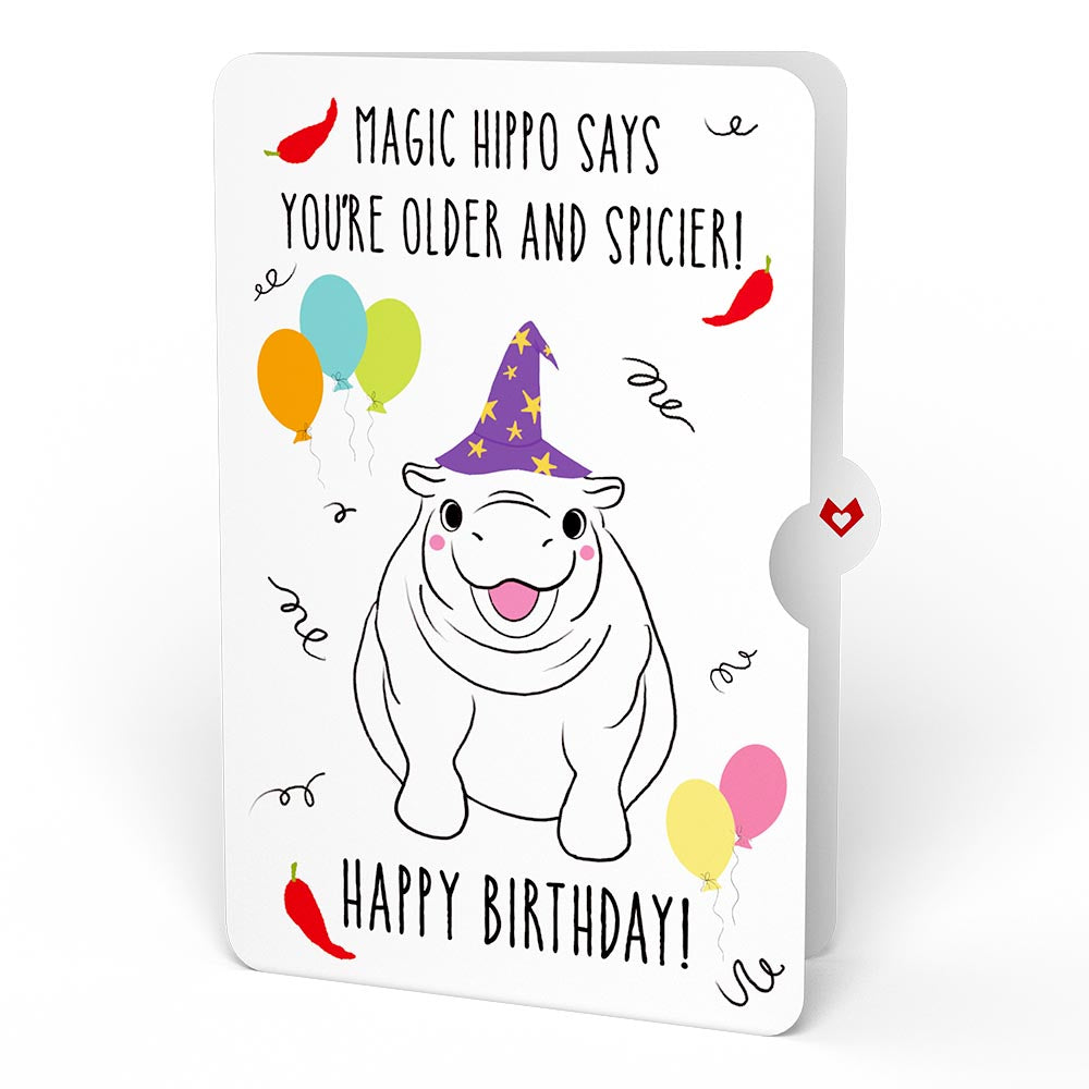 Happy Birthday Hot Stuff with Magic Hippo Pop-Up Card and Sentiment Set