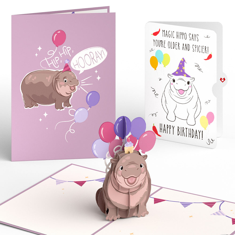 Baby Pygmy Birthday with Magic Hippo Pop-Up Card and Sentiment Set