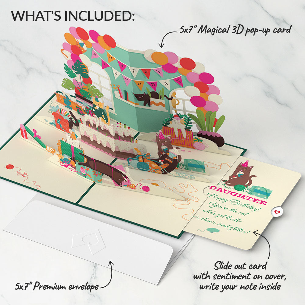 Party Cats Birthday Pop-Up Card and Sentiment Set for Daughter