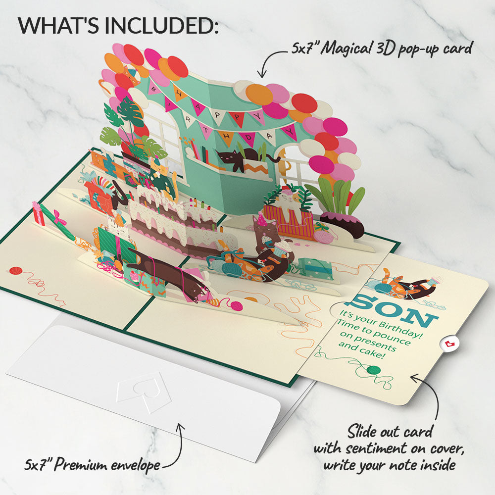 Party Cats Birthday Pop-Up Card and Sentiment Set for Son