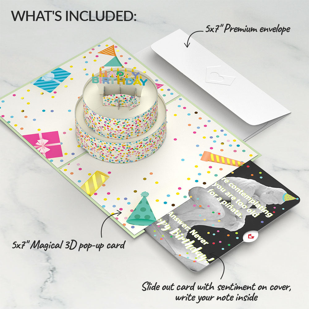 Sprinkles Birthday Cake with The Thinker Pop-Up Card and Sentiment Set ...