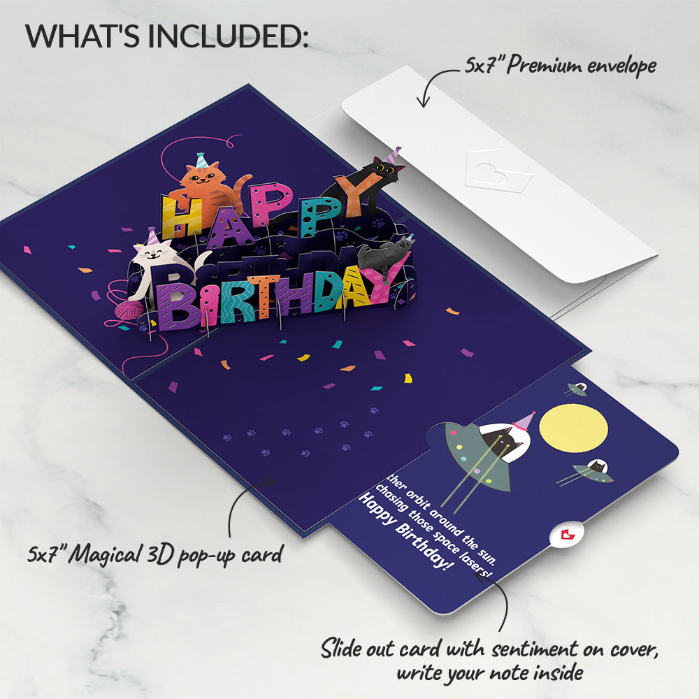 Happy Birthday with Space Laser Cats Pop-Up Card and Sentiment Set