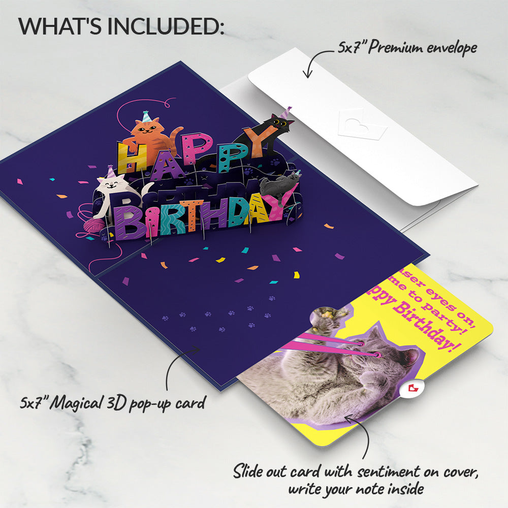Happy Birthday with Cat Laser Eyes Pop-Up Card and Sentiment Set