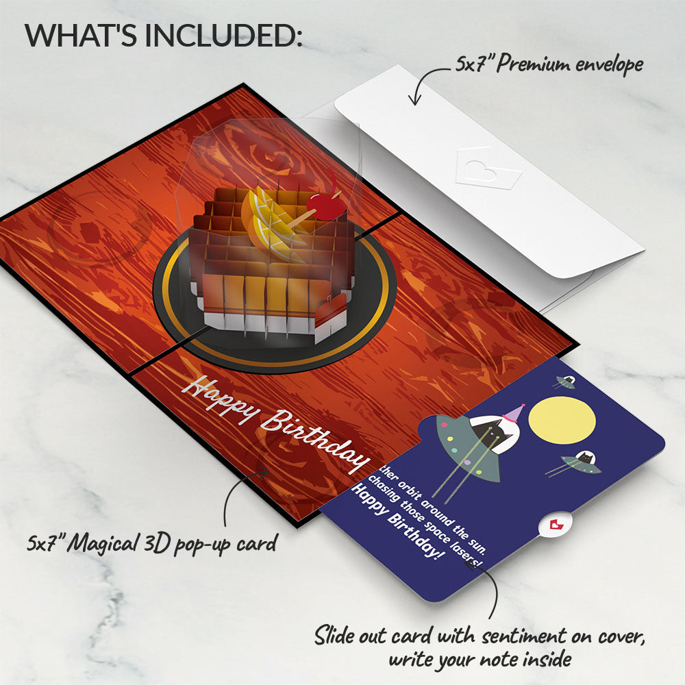 Old Fashioned Birthday with Space Laser Cats Pop-Up Card and Sentiment Set