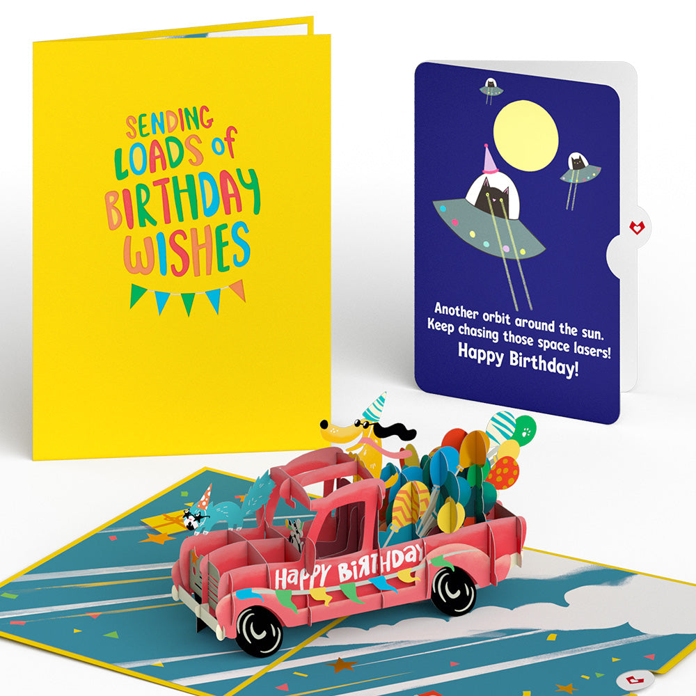 Birthday Truck with Space Laser Cats Pop-Up Card and Sentiment Set