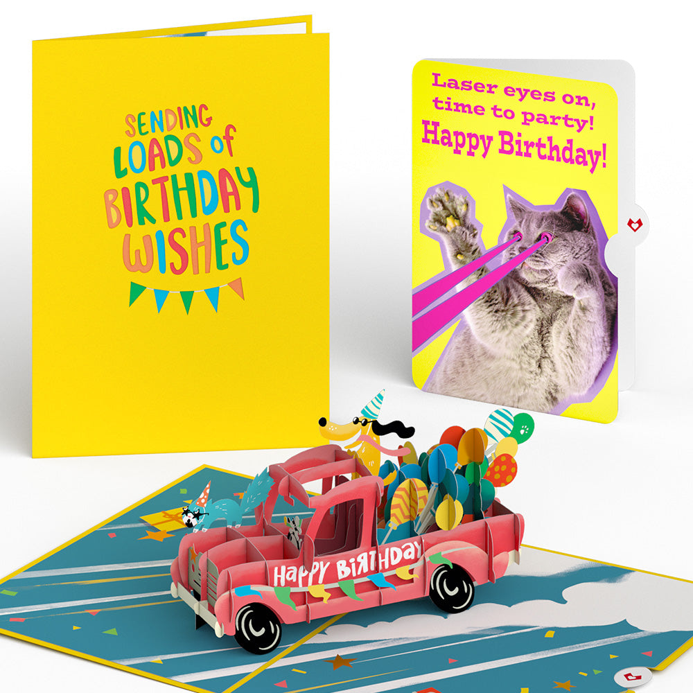Birthday Truck with Cat Laser Eyes Pop-Up Card and Sentiment Set