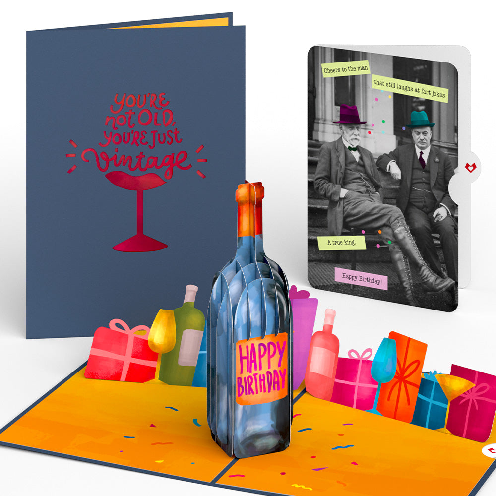 Vintage Wine Birthday Pop-Up Card and Sentiment Set for Any Man
