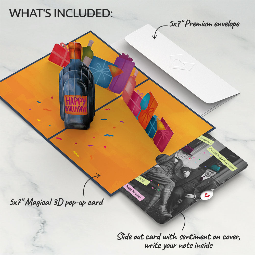 Vintage Wine Birthday Pop-Up Card and Sentiment Set for Any Man