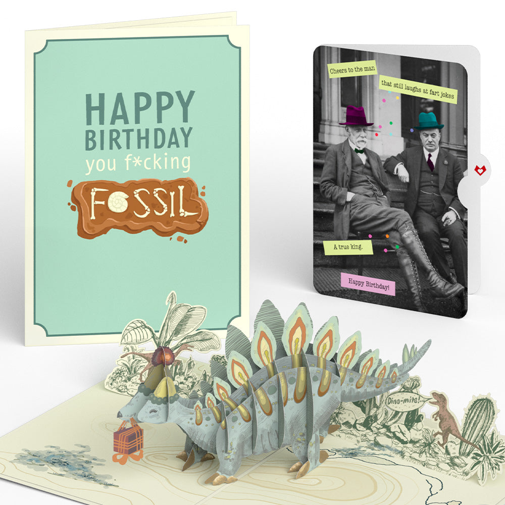 Happy Birthday You F*cking Fossil Pop-Up Card and Sentiment Set for Any Man