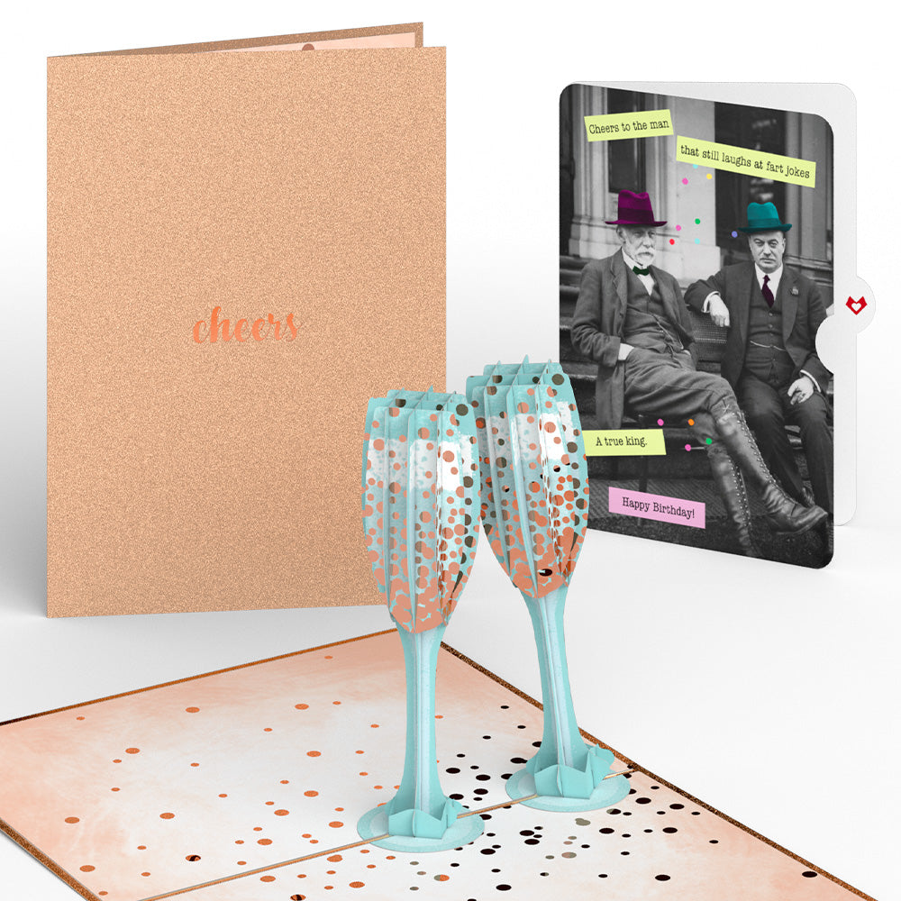Champagne Toast Birthday Pop-Up Card and Sentiment Set for Any Man