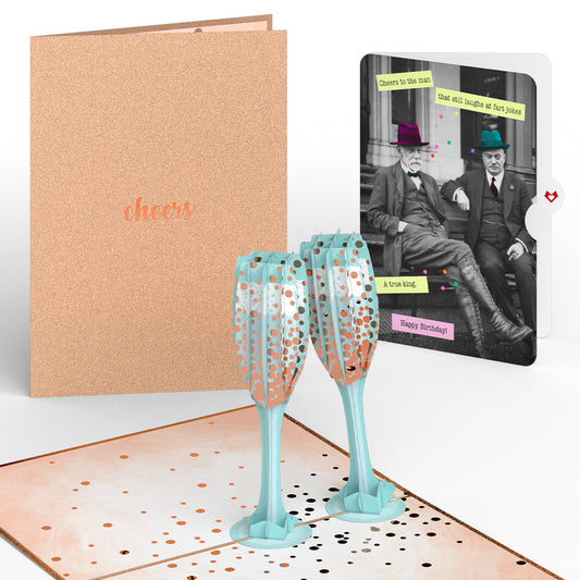 Champagne Toast Birthday Pop-Up Card and Sentiment Set for Any Man