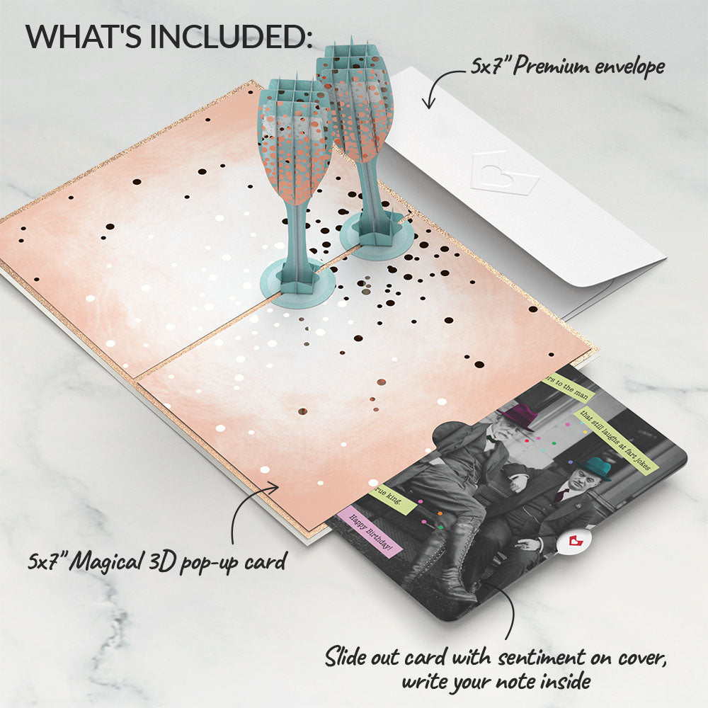 Champagne Toast Birthday Pop-Up Card and Sentiment Set for Any Man