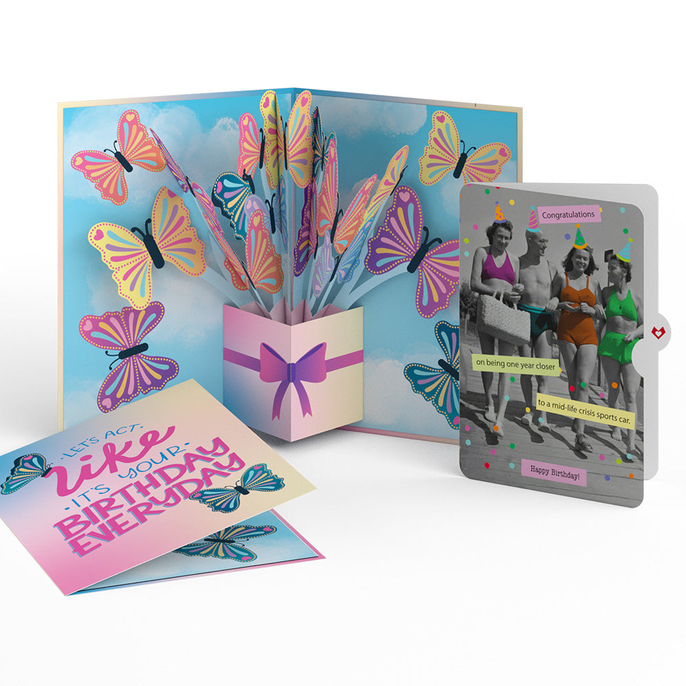Act Like It's Your Birthday Butterflies Pop-Up Card and Sentiment Set for Any Woman