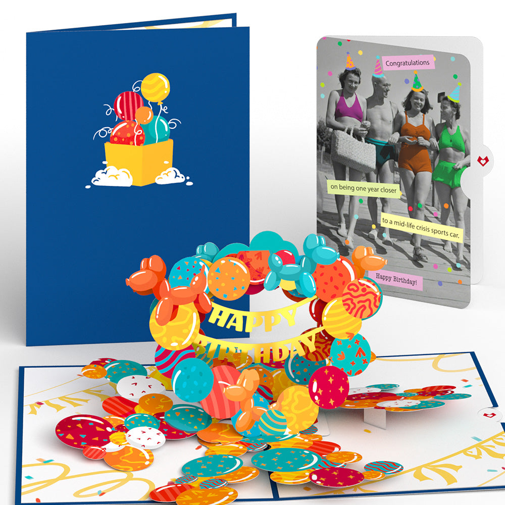 Happy Birthday Banner and Balloons Pop-Up Card and Sentiment Set