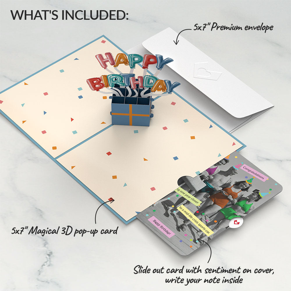 Happy Birthday Burst Pop-Up Card and A Mid-life Crisis Sports Car
