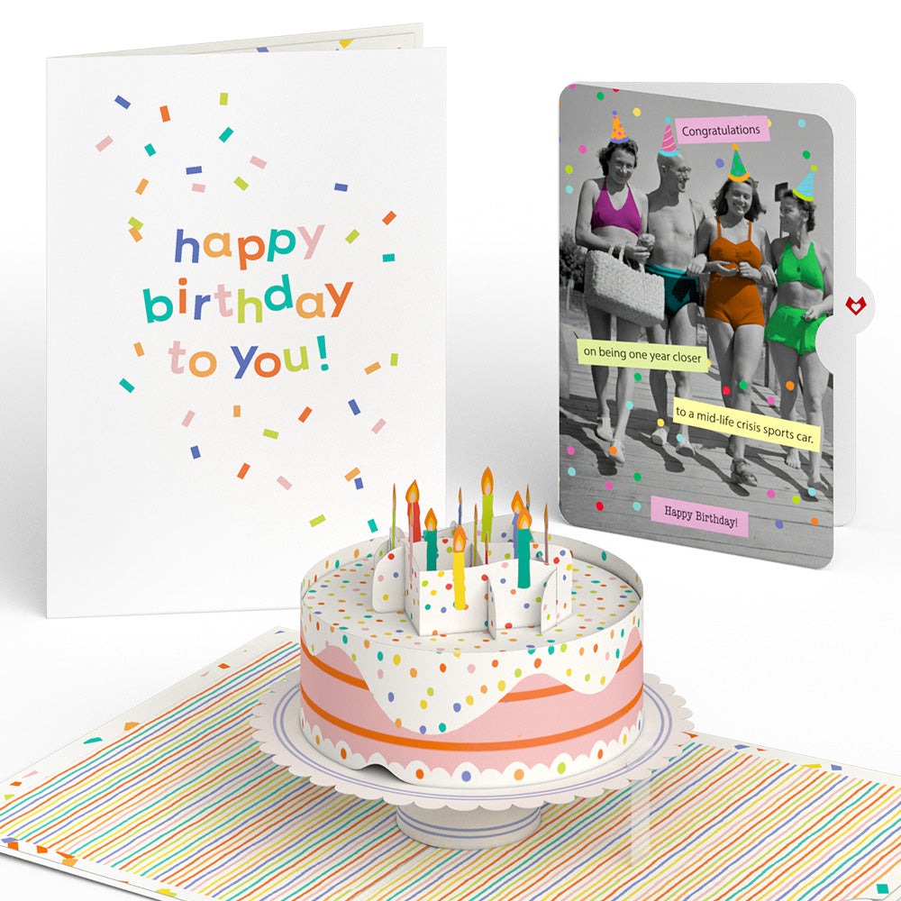 Confetti Cake Birthday Pop-Up Card and A Mid-life Crisis Sports Car Sentiment Set