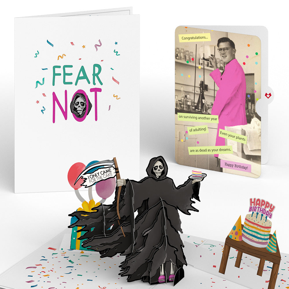 Grim Reaper Dark Humor Birthday Pop-Up Card and Sentiment Set for Any Man