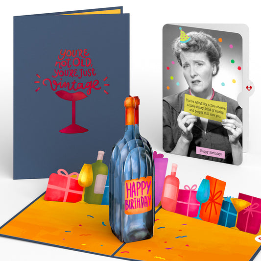 Vintage Wine Birthday Pop-Up Card and Sentiment Set