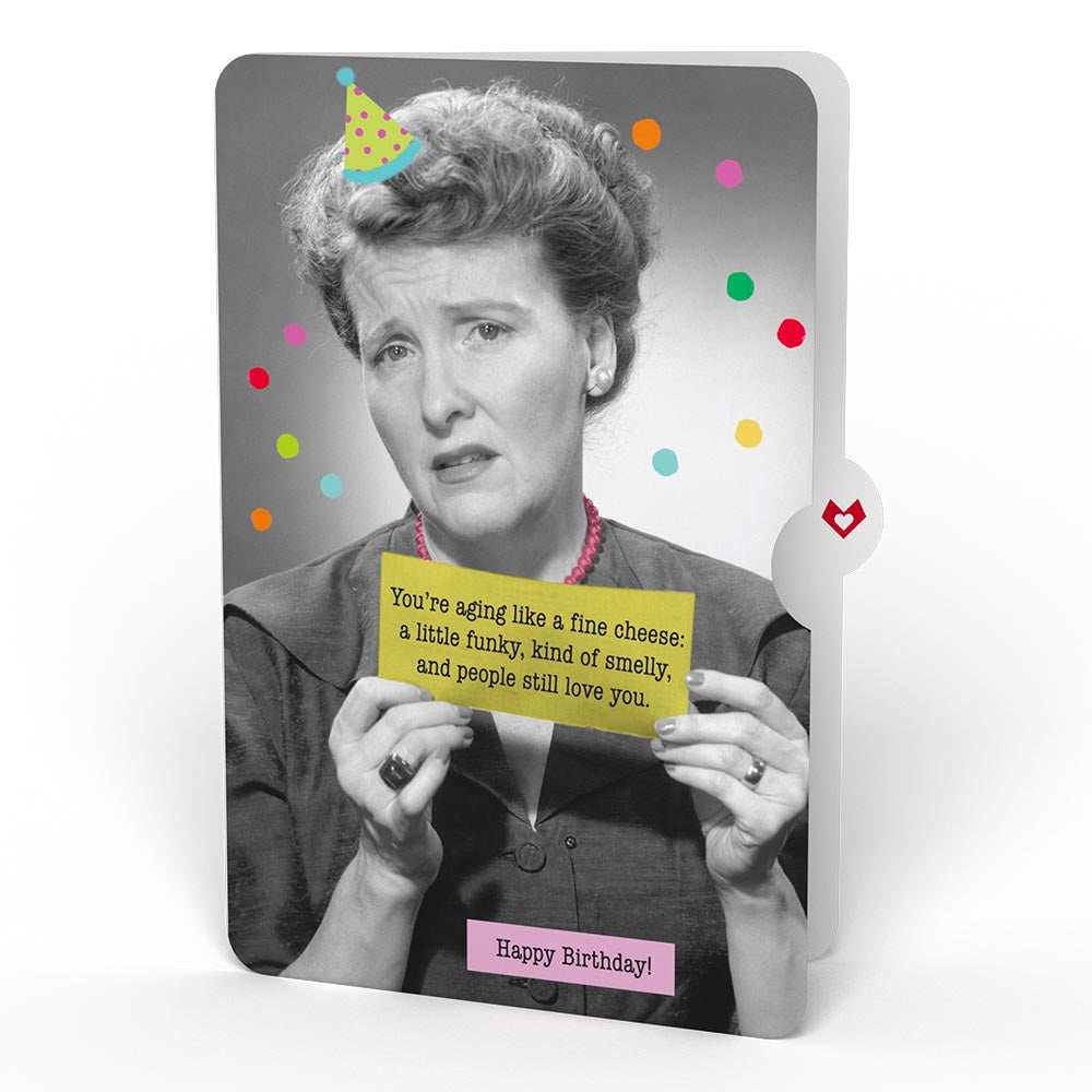 Let's Celebrate Birthday Pop-Up Card and Aging Like a Fine Cheese Sentiment Set for Any Woman