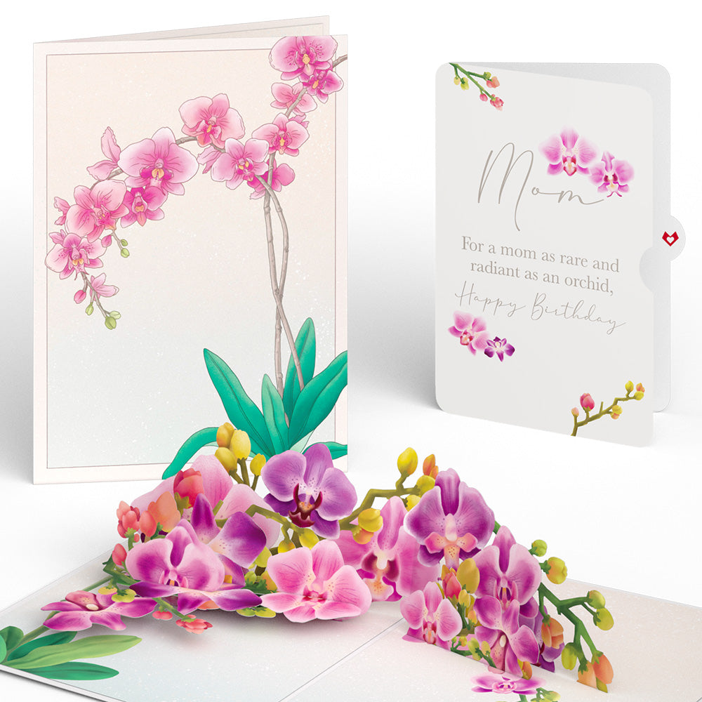 Watercolor Orchid Birthday Pop-Up Card and Sentiment Set for Mom