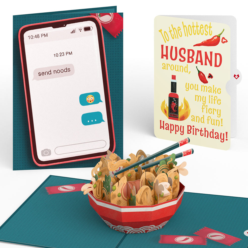 Send Noods Spicy Birthday Pop-Up Card and Sentiment Set for Husband