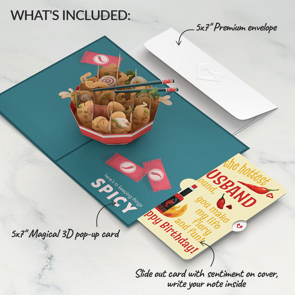 Send Noods Spicy Birthday Pop-Up Card and Sentiment Set for Husband