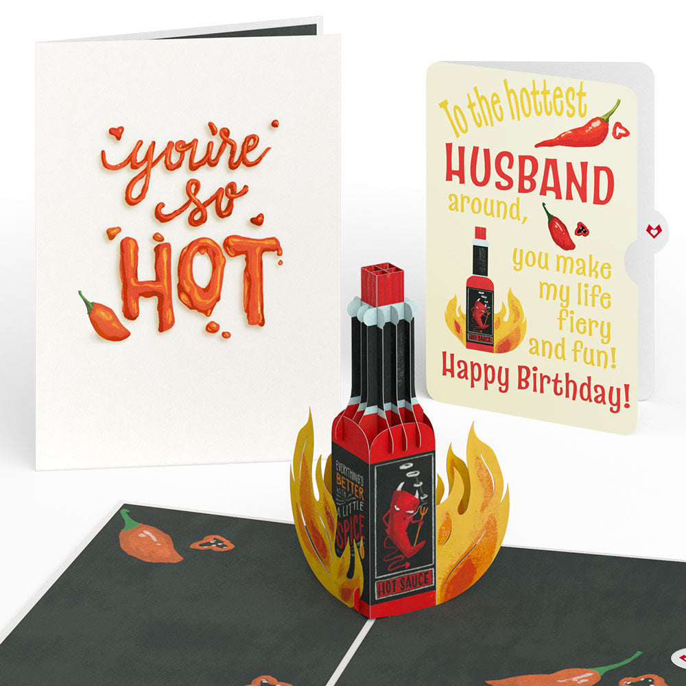 You’re So Hot - Hot Sauce Birthday Pop-Up Card and Sentiment Set for Husband