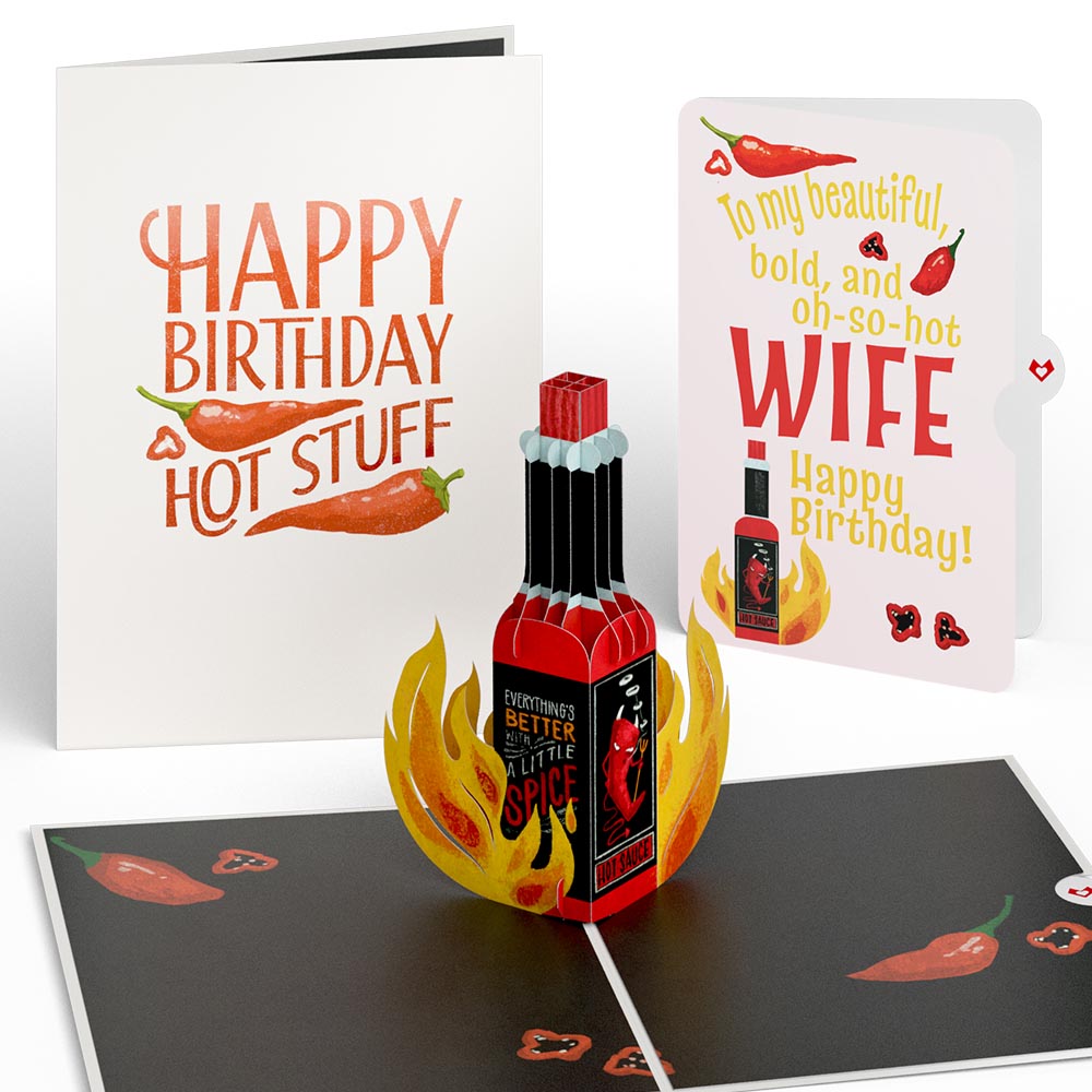 Happy Birthday Hot Stuff Pop-Up Card and Sentiment Set for Wife