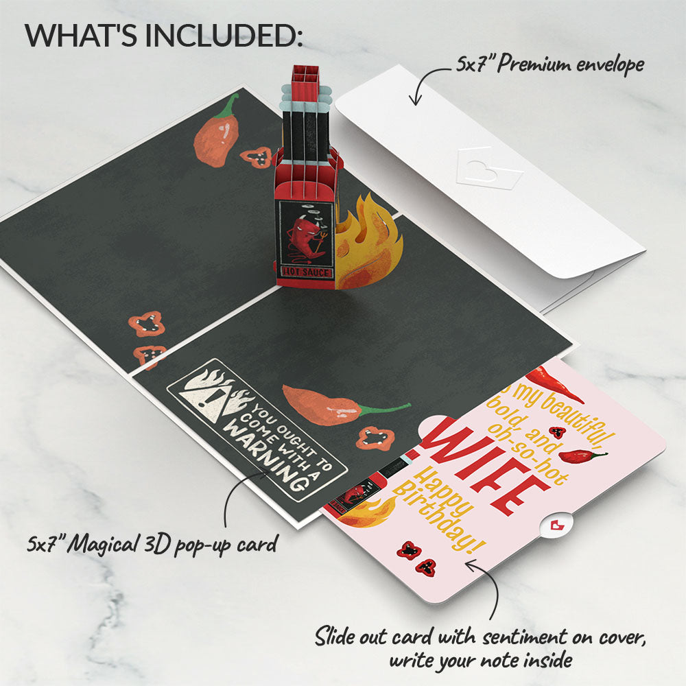 You’re So Hot - Hot Sauce Birthday Pop-Up Card and Sentiment Set for Wife