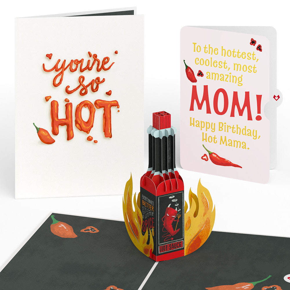 You’re So Hot - Hot Sauce Birthday Pop-Up Card and Sentiment Set for Mom