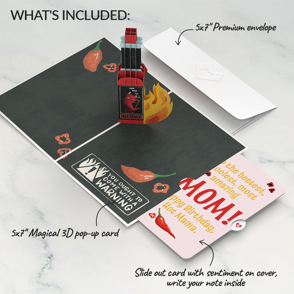 You’re So Hot - Hot Sauce Birthday Pop-Up Card and Sentiment Set for Mom