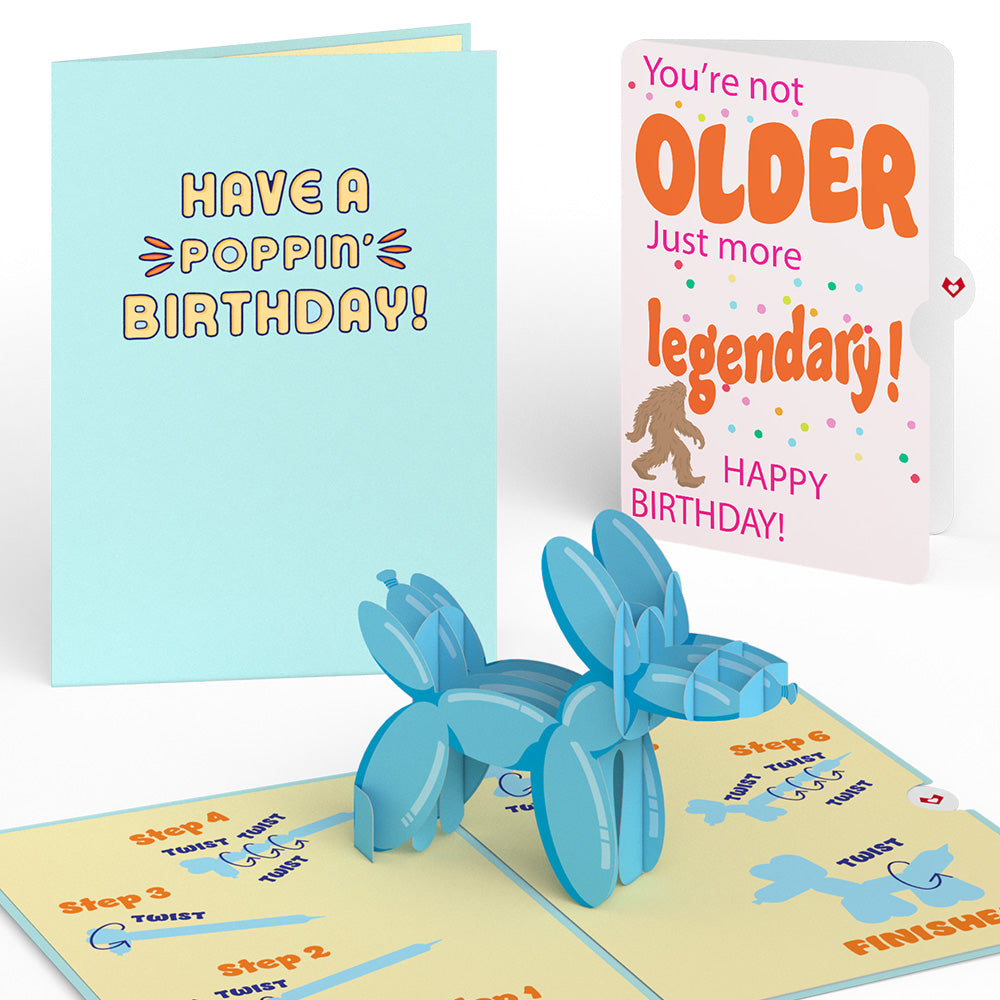 Birthday Balloon Animal Pop-Up Card and Not Older Just More Legendary Sentiment Set