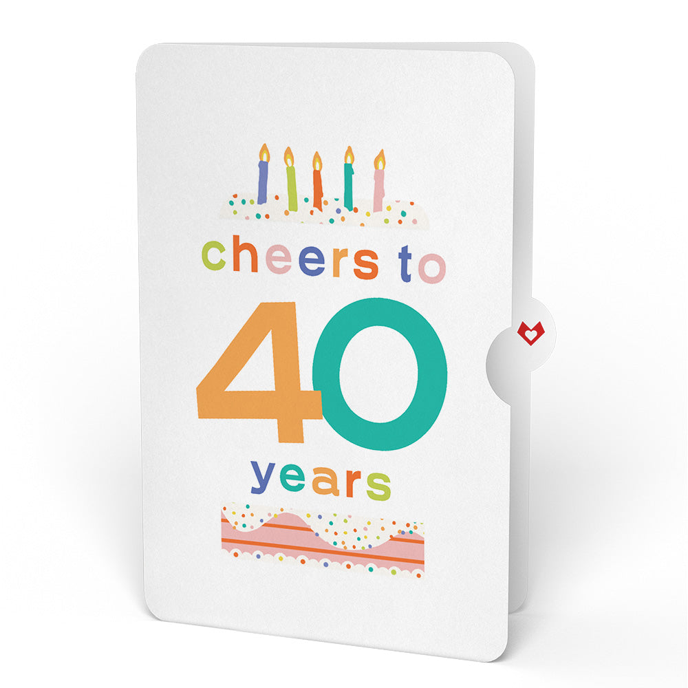 Sweet 40th Birthday Wishes Bouquet and Confetti Cake Sentiment Set