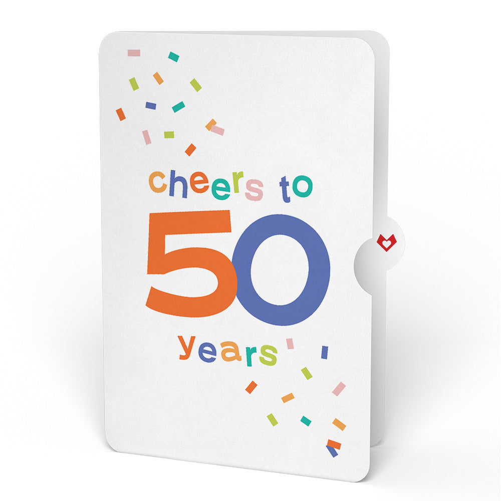 Sweet 50th Birthday Wishes Bouquet and Confetti Cake Sentiment Set