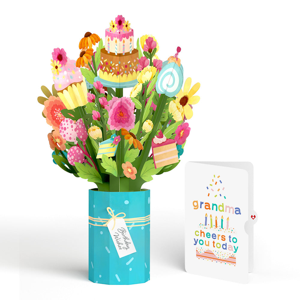 Sweet Birthday Wishes Bouquet and Sentiment Set for Grandma