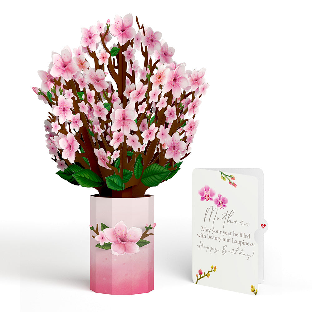 Cherry Blossom Birthday Bouquet and Sentiment Set for Mother 