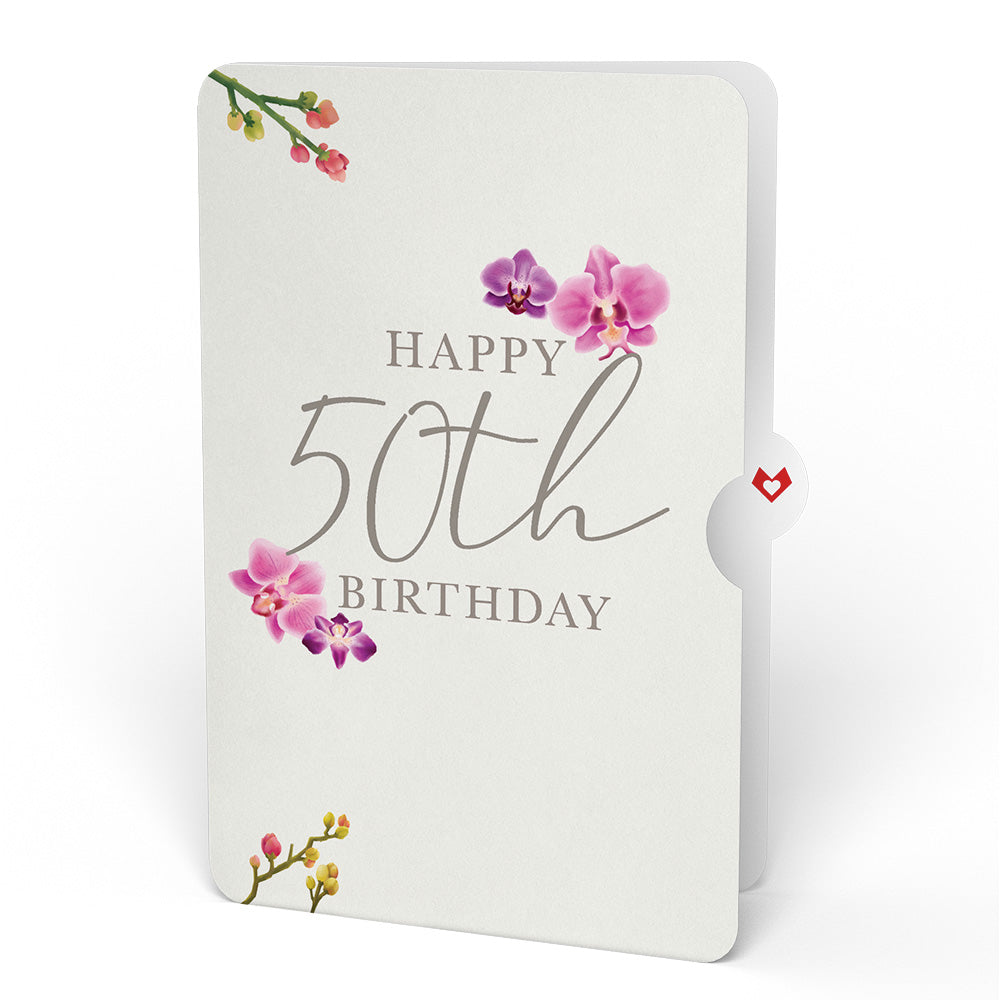 Cherry Blossom 50th Birthday Bouquet and Sentiment Set