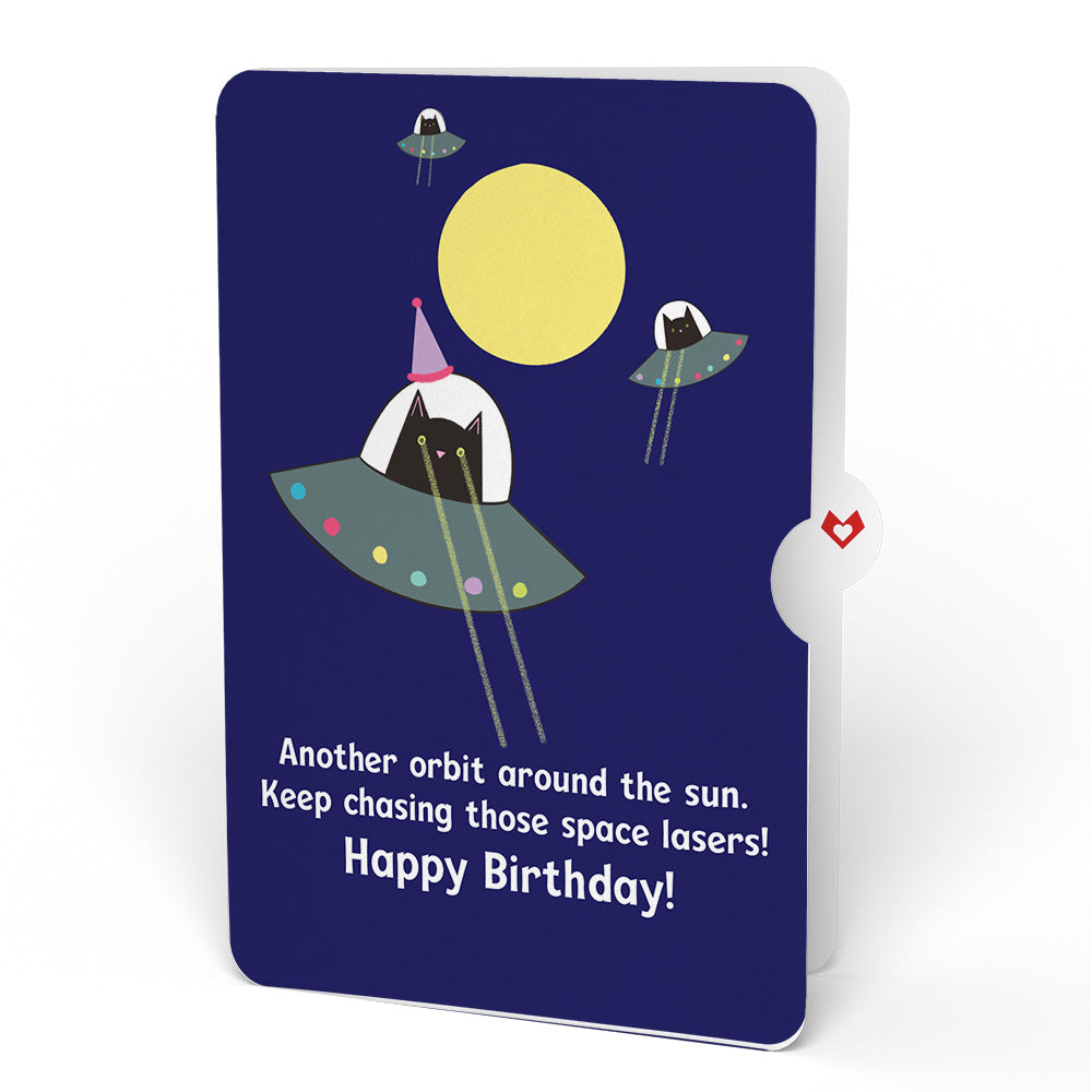 Purr-fect Cat Birthday Bouquet and Space Laser Cats Sentiment Set