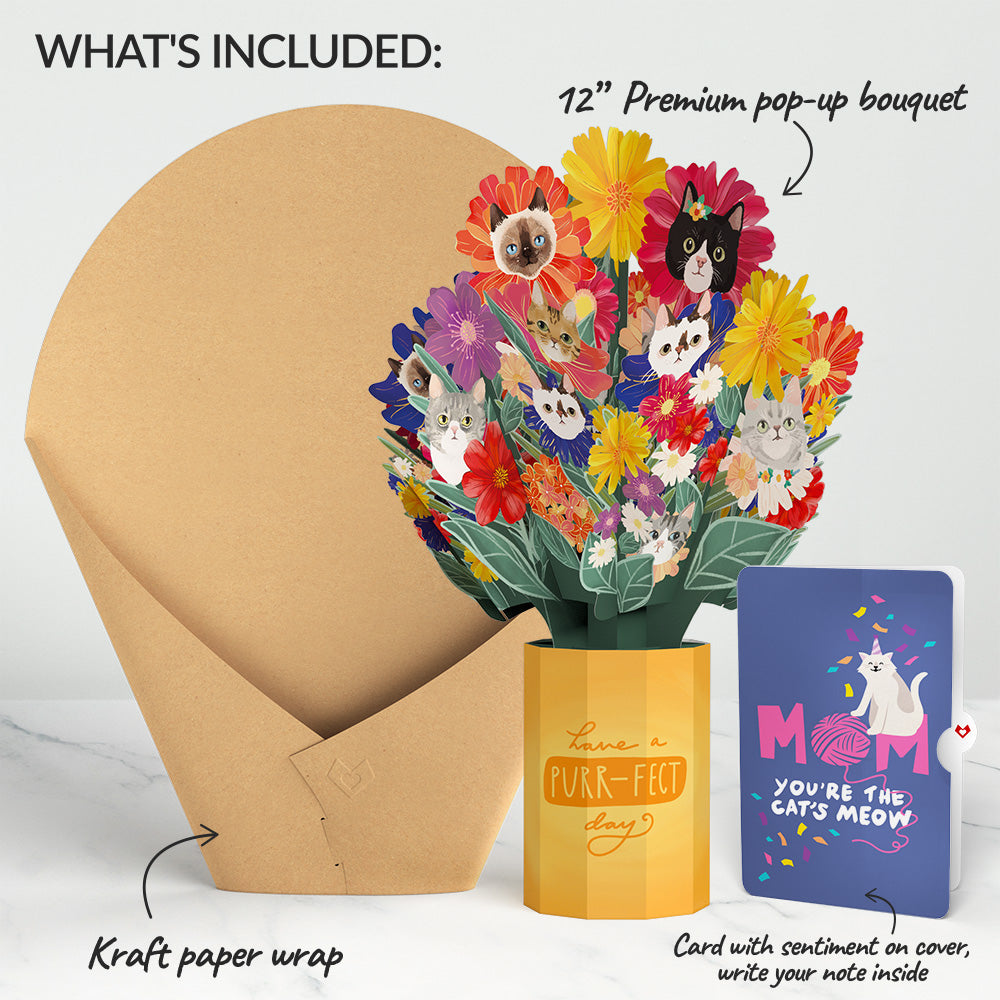 Purr-fect Cat Birthday Bouquet and Sentiment Set for Mom