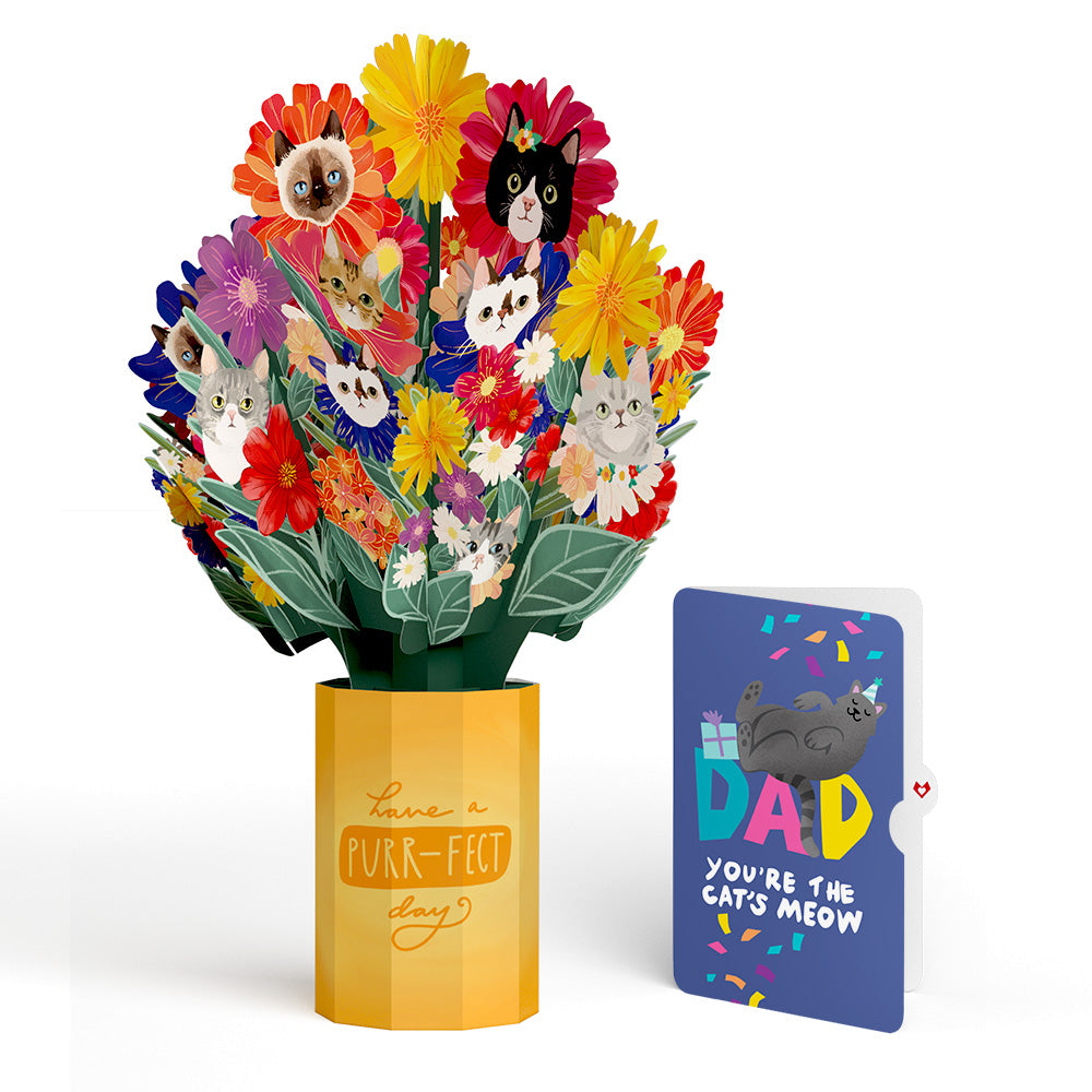 Purr-fect Cat Birthday Bouquet and Sentiment Set for Dad